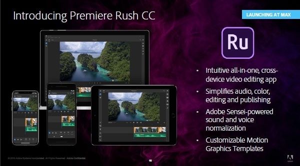 Các tính năng của Adobe Premiere Rush CC