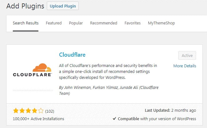 Cài đặt Plugin Cloudflare