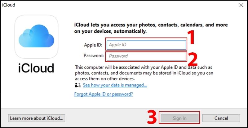 Nhập Apple ID và mật khẩu