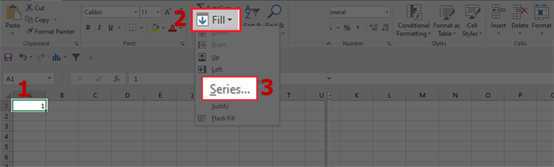  Cách đánh số thứ tự trong Excel bằng Editing chọn Fill/Series