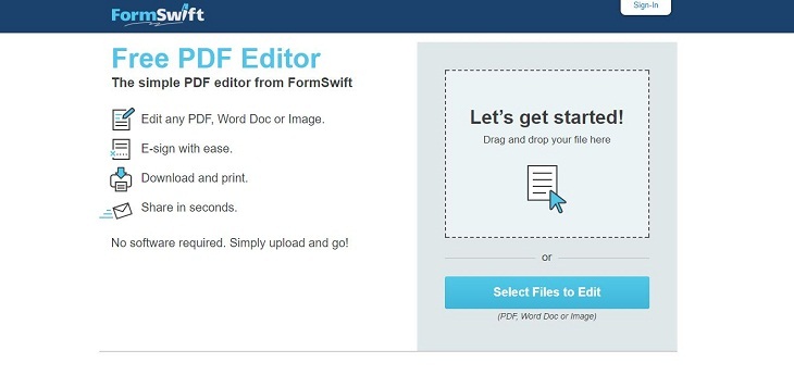 Phần mềm chỉnh sửa file PDF - FormSwift's Free PDF Editor