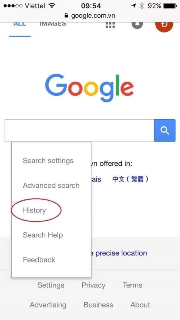 Cách xoá lịch sử tìm kiếm trên iPhone từ ứng dụng Google của iOS