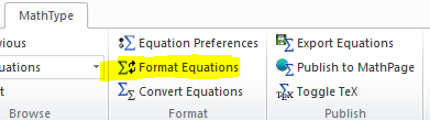 Bấm vào thẻ Mathtype/Format Equations