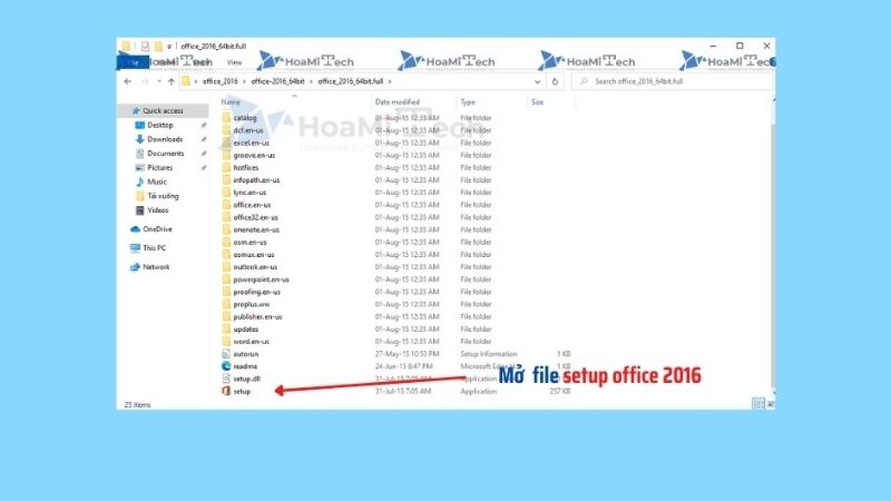 Bấm chạy file setup office 2016