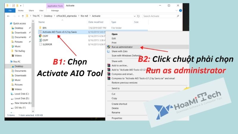Mở file Activate AIO Tool với lệnh Run as administrator 