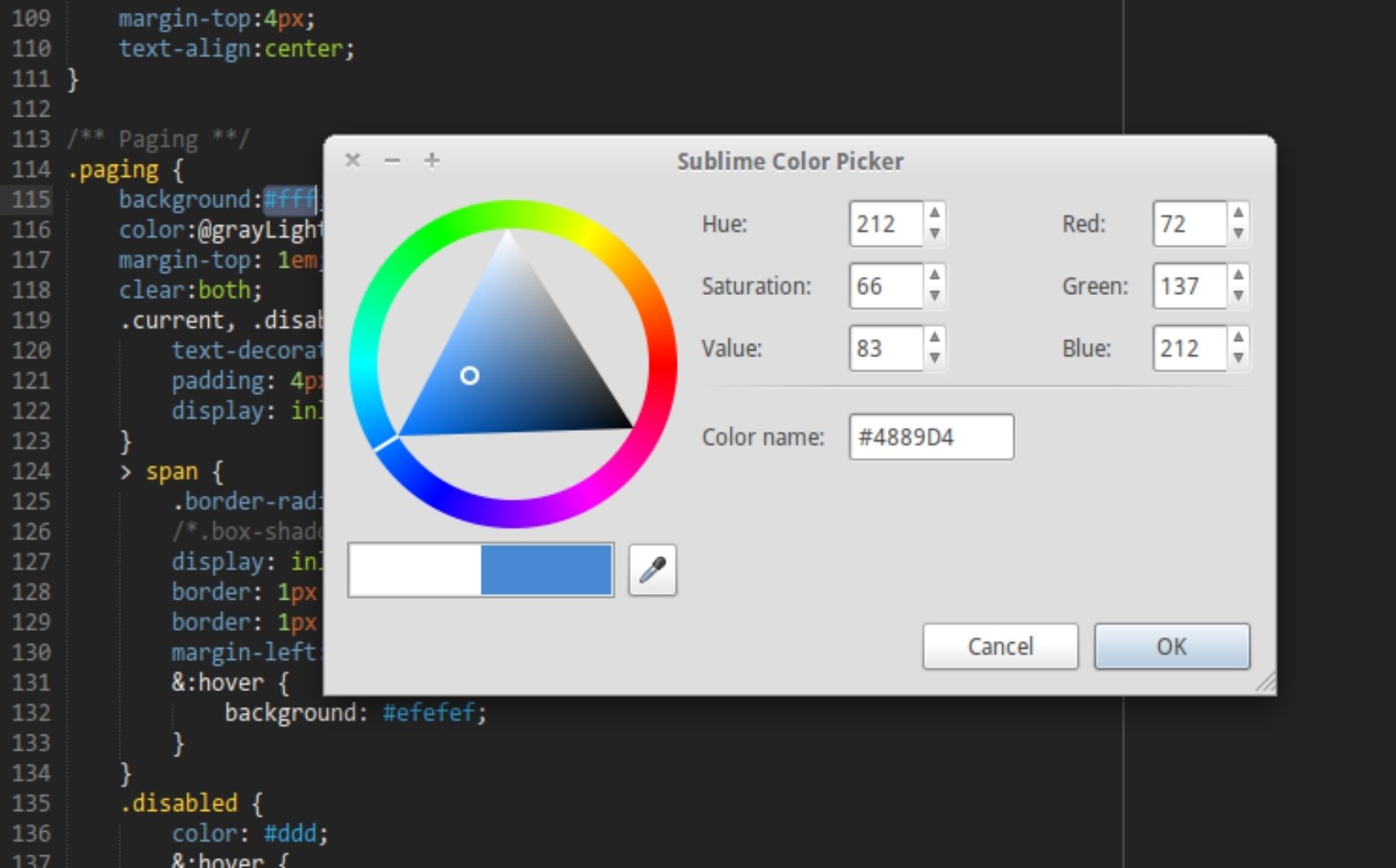 Color picker не работает sublime text