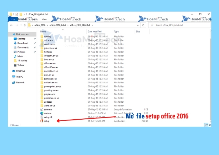 Bấm chạy file setup office 2016
