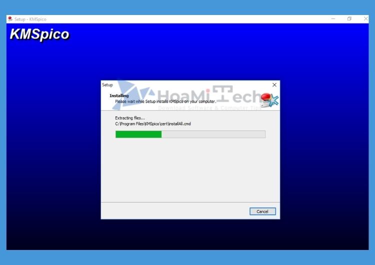 Đợi 3 - 5 phút để KMSpico tiến hành Active Office 2013