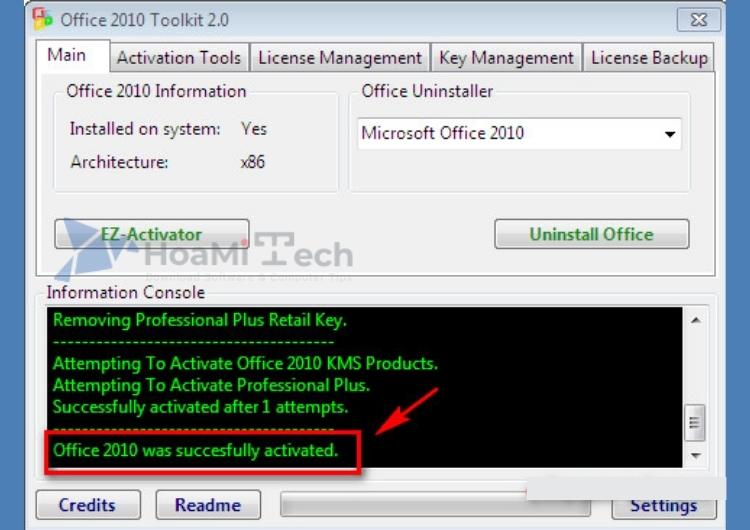 Đợi phần mềm thực hiện Active Office 2010