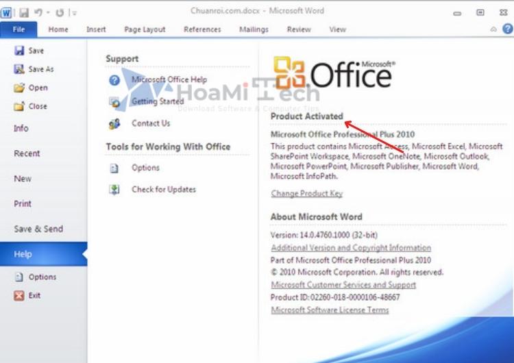 Kiểm tra bản quyền Office 2010 đã được kích hoạt chưa