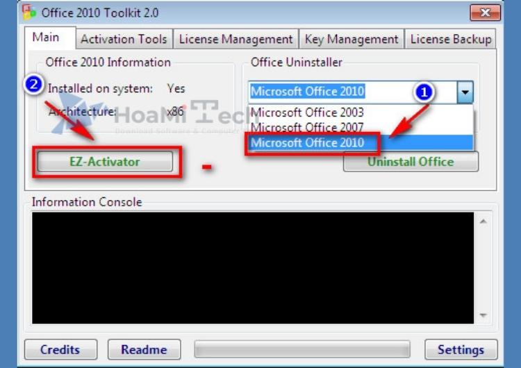 Chọn Microsoft Office 2010 và bấm EZ-Activator