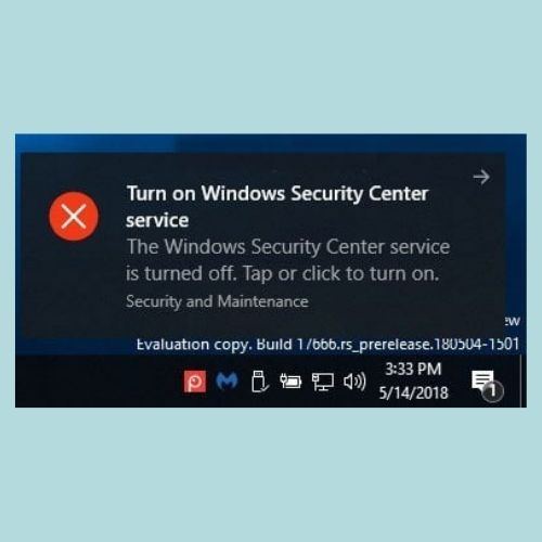 Vô hiệu hóa service Windows Security Center