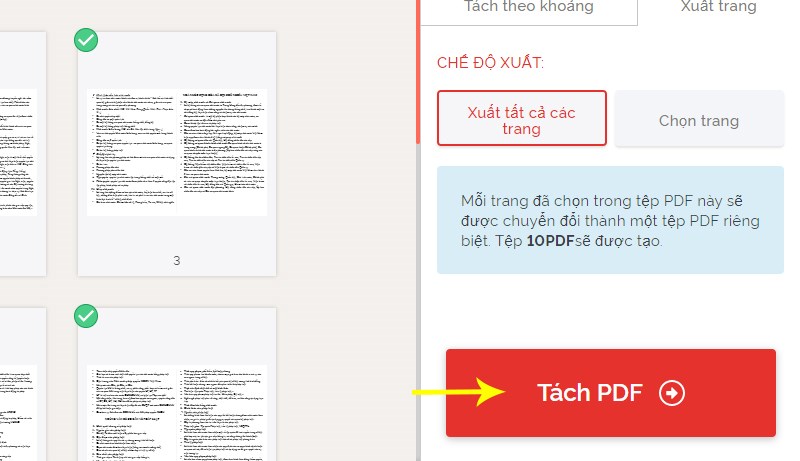 Chọn Tách PDF và chờ xuất file