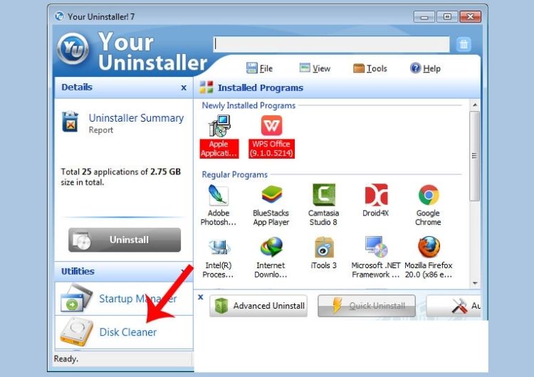 Disk cleaner trong Your Uninstaller