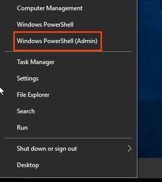 Chọn Windows PowerShell (admin)