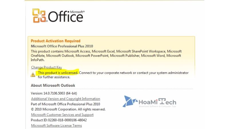 Lỗi Unlicensed Product Microsoft Office 2010 là gì? 