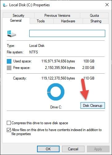 Chọn Disk Cleanup
