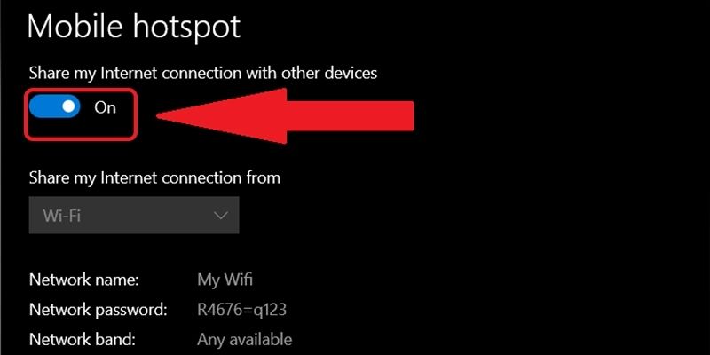 Kích hoạt điểm phát WiFi từ laptop Win 10 bằng Windows Settings