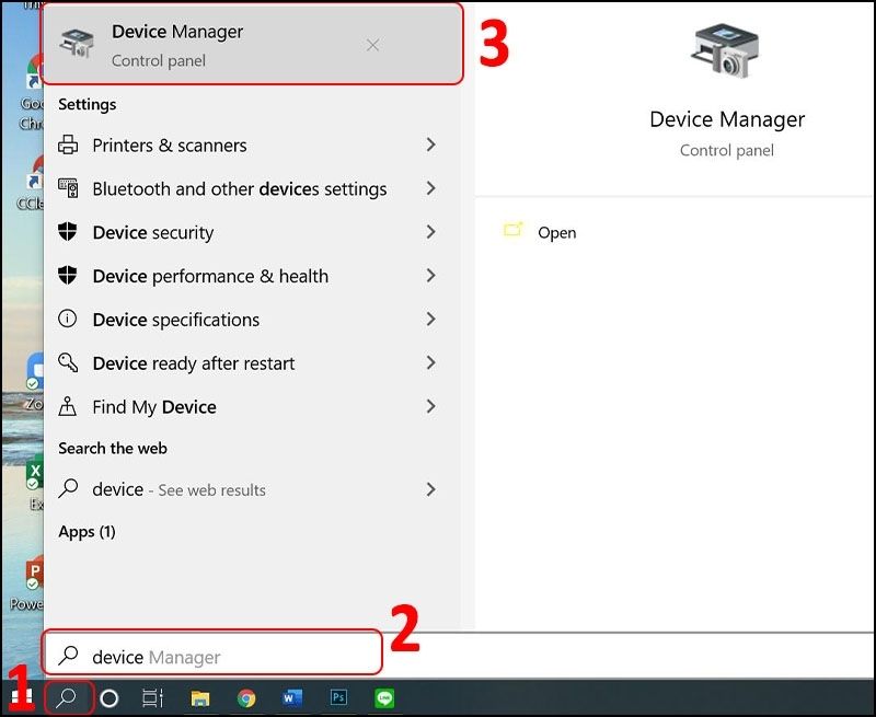 Gõ Device Manager > Chọn Device Manager