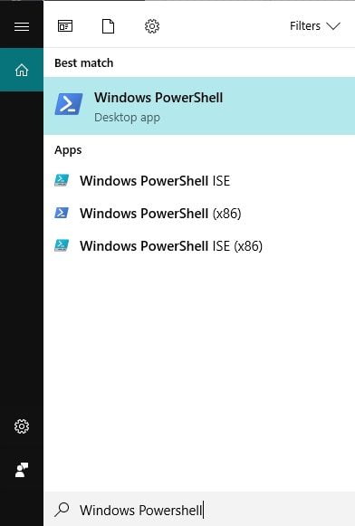 Mở hộp thoại Windows PowerShell
