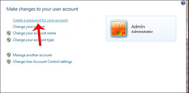 Nhấn chọn Create a password for your account