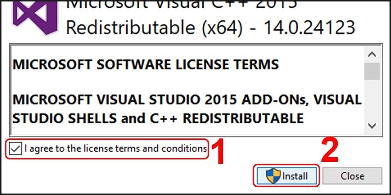 Cài đặt Microsoft C++ Redistributable
