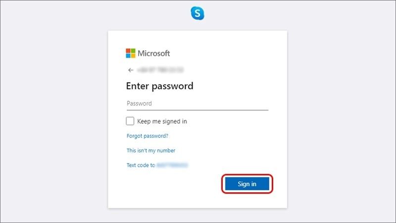 Nhập mật khẩu rồi chọn Đăng nhập (Sign in)