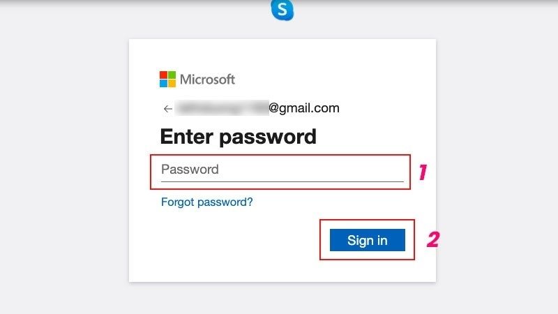 Nhập mật khẩu > Chọn Sign in.