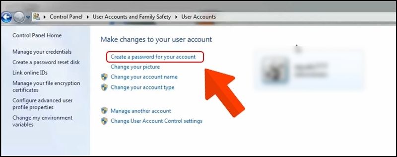 Chọn Create a password for your account