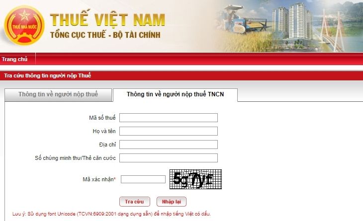 Cách 2: Tra cứu mã số thuế trên web Thuế Việt Nam