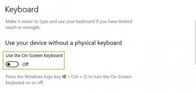 Bật tùy chọn Use the On-Screen Keyboard