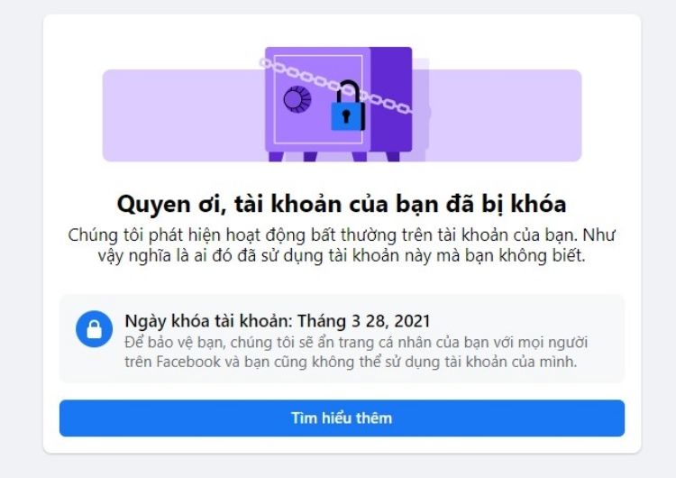 Facebook bị khóa dạng két sắt 956