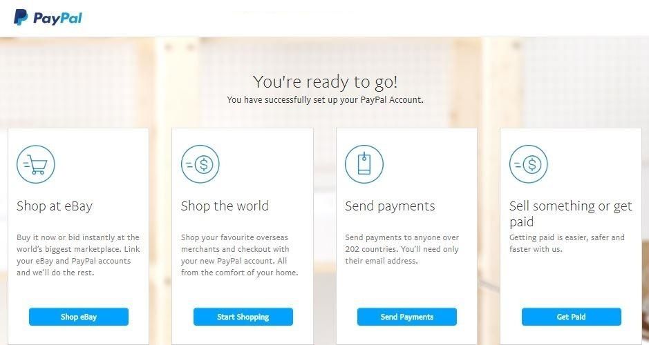 Tạo thành công tài khoản tại Paypal