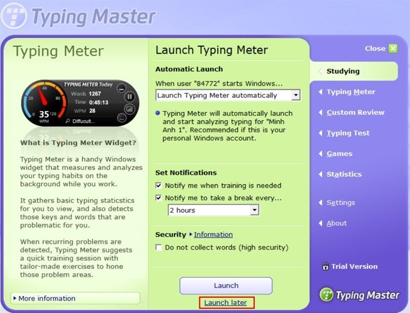 Hướng dẫn sử dụng phần mềm Typing Master
