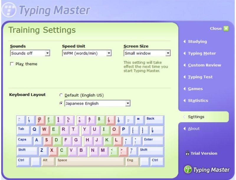 Sử dụng Typing Master – Settings