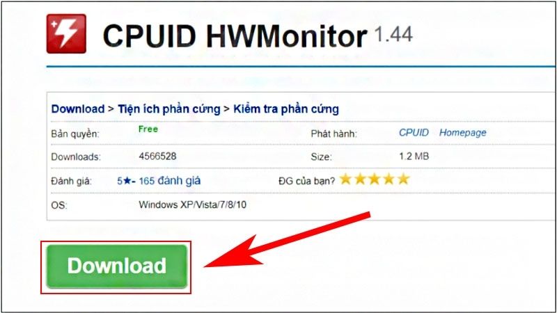 Tải phần mềm CPUID HWMonitor cho máy tính