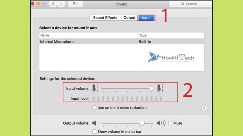 Chọn Input và chỉnh âm lượng