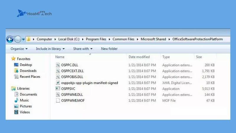 Các file trong thư mục OfficeSoftwareProtectionPlatform