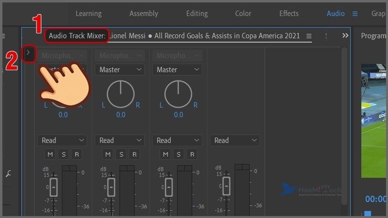  Chọn tab Audio Track Mixer 