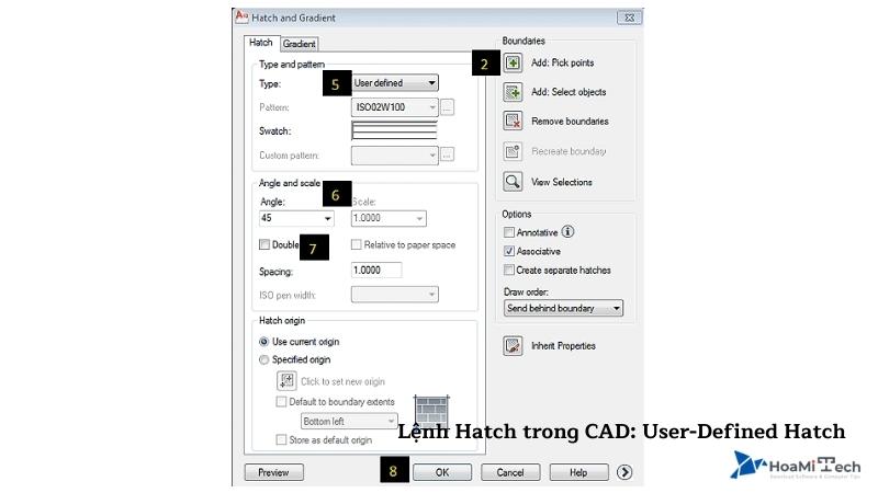 Lệnh Hatch trong CAD: User-Defined Hatch