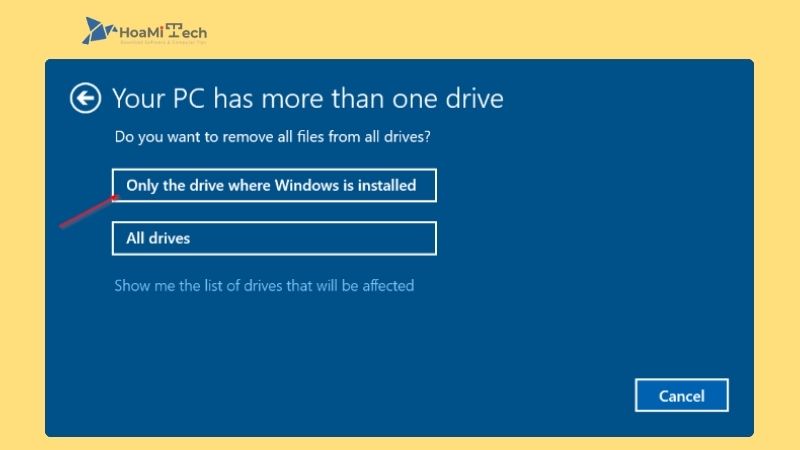 Màn hình Your PC has more than one drive