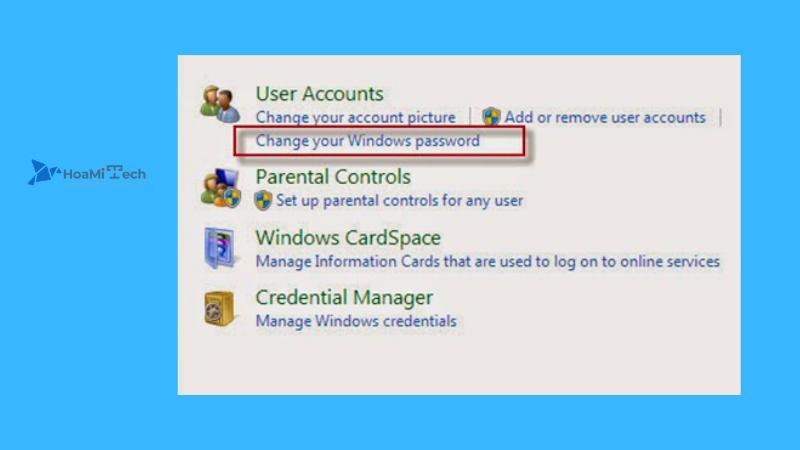 Nhấn chọn "Change your Windows password"