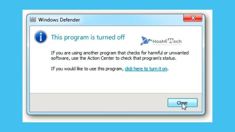Tắt Windows Defender thành công