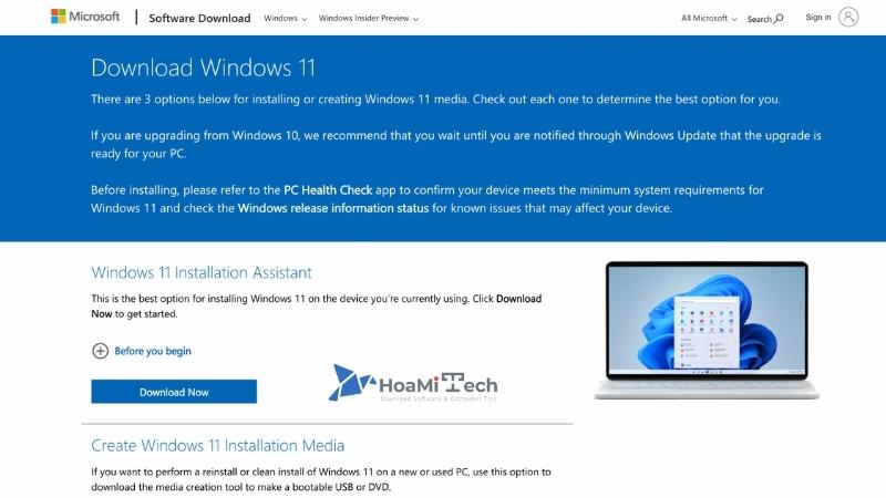 Update lên Win 11 với Windows 11 Installation Assistant