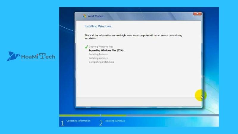 Quá trình cài đặt Windows 7 diễn ra